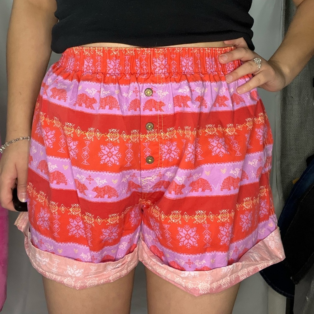 Free people orange/red/purple cotton boxer shorts with‎ polar bear print size S - Picture 3 of 9